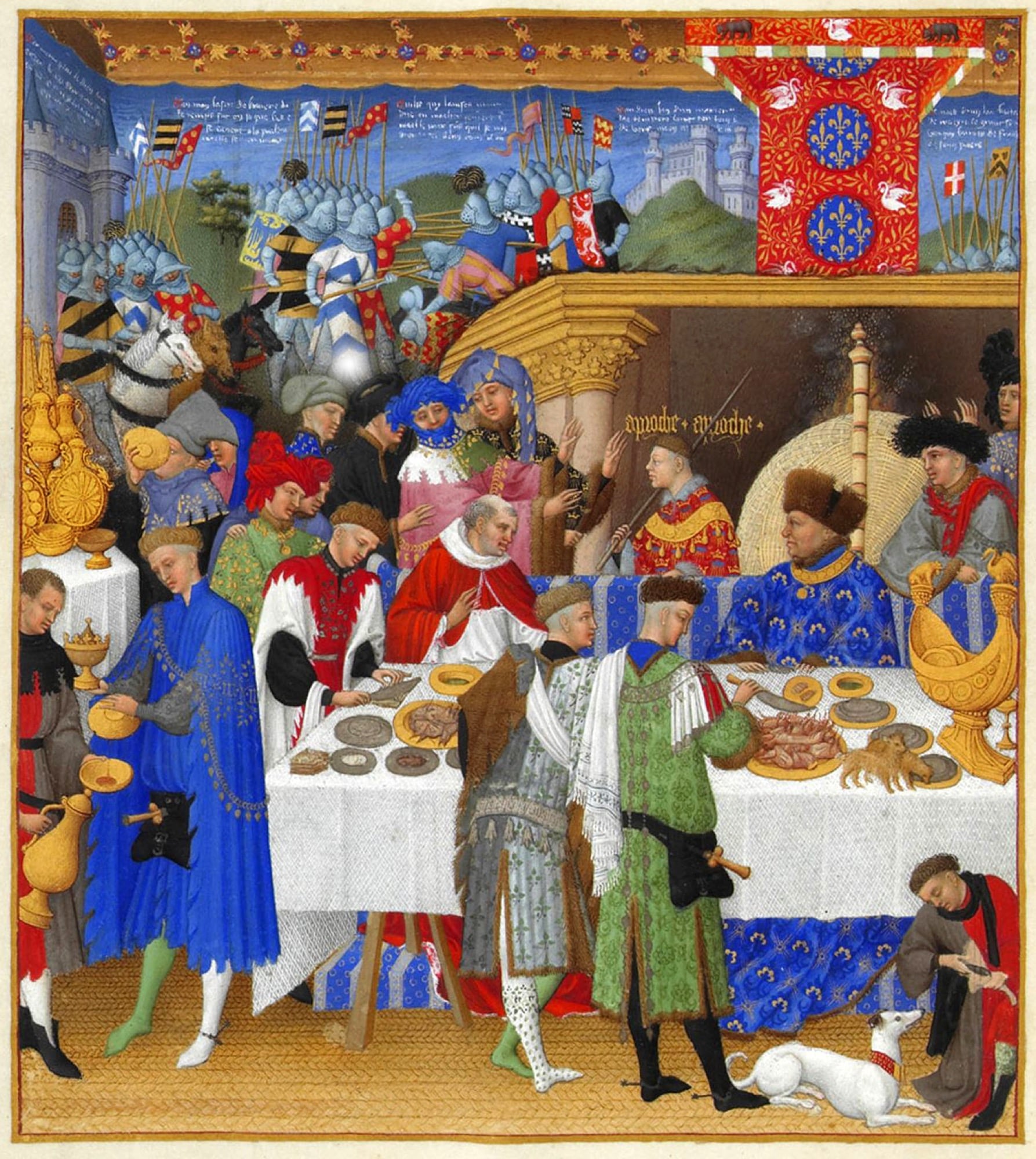 1412-16 Calender miniature for January Les Tres Riches Heures du duc De Berry